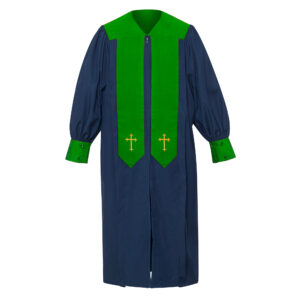 Classic Choir Robe Gathered Sleeves In Navy Blue