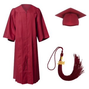 Economy Maroon Red Graduation Gown and Elasticated Cap