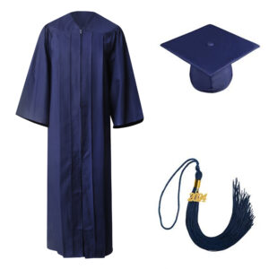 Economy Navy Blue Graduation Gown and Elasticated Cap